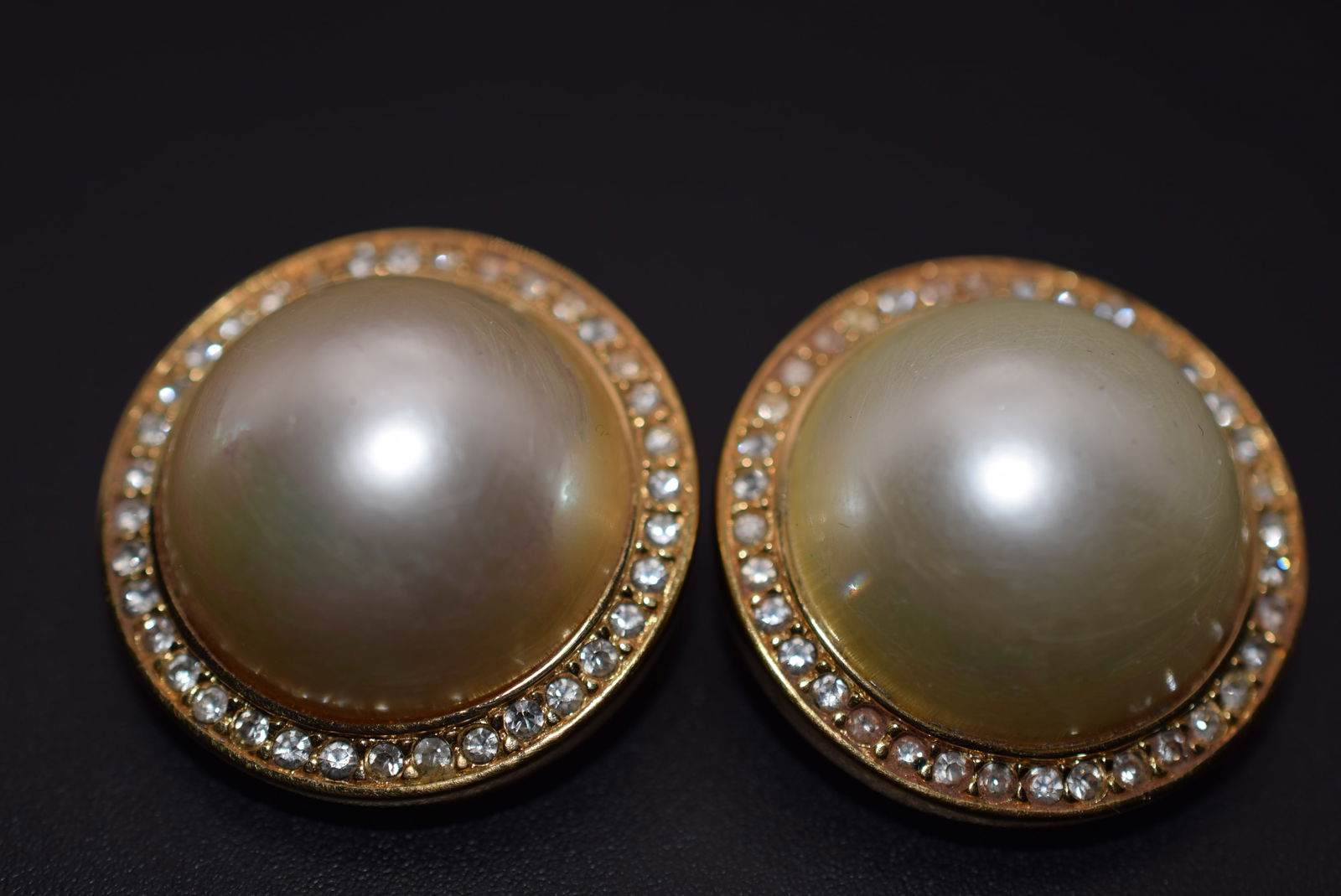 Christian Dior Rhinestone Pearl Vintage Clip WOW Earrings Lot 1039 (1 of 5)