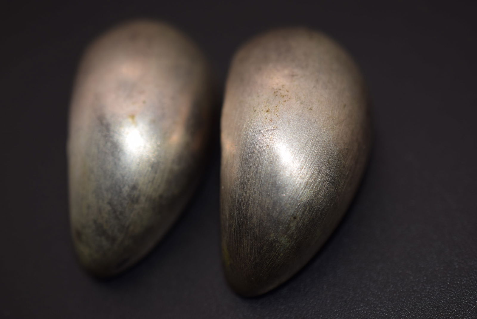 Brushed Huge Vintage Clip Earrings Lot 1106: Brushed Huge Vintage Clip Earrings measures 1 1/2" x 7/8"