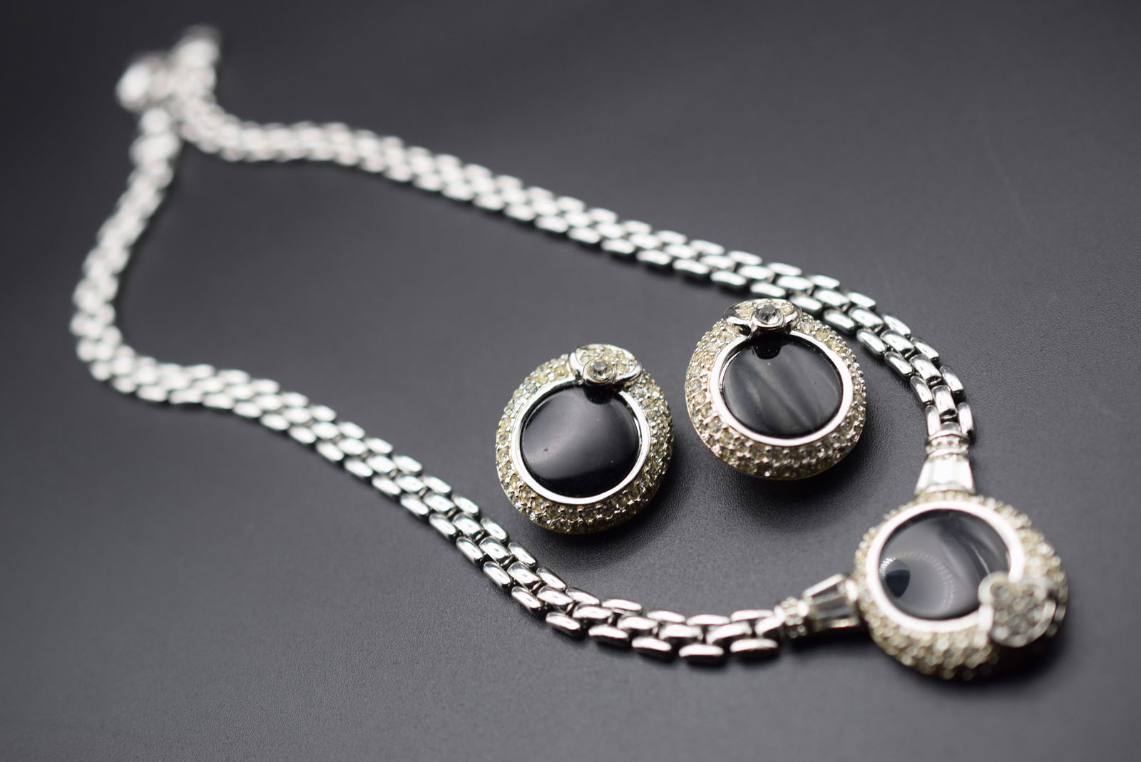 D'ORLAN Cat Rhinestone Necklace Earrings Signed DORLAN Lot 1138 (1 of 9)