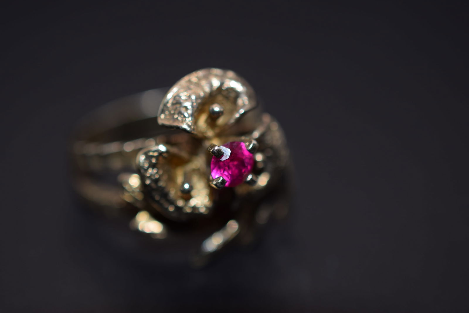 Sterling Silver 925 Cocktail Ring Ruby 1970's Vintage Lot 1171 (1 of 3)