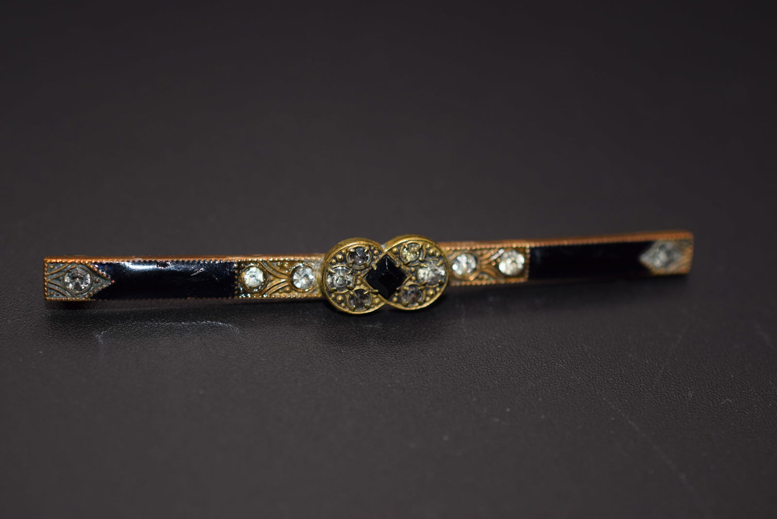 1920's Enamel Paste Bar Pin Vintage Lot 1194: Edwardian Early Enamel Paste Bar Pin Vintage measures 2 5/8" x 5/8"