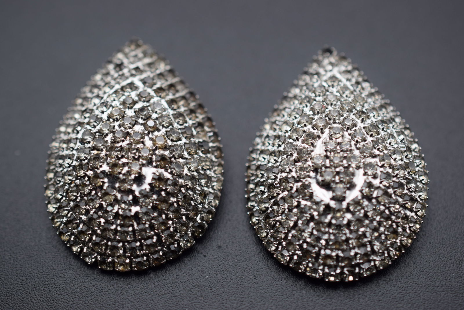 Rhinestone Clip Earrings Lot 1211: Rhinestone Clip Earrings measures 1 3/8" x 1"