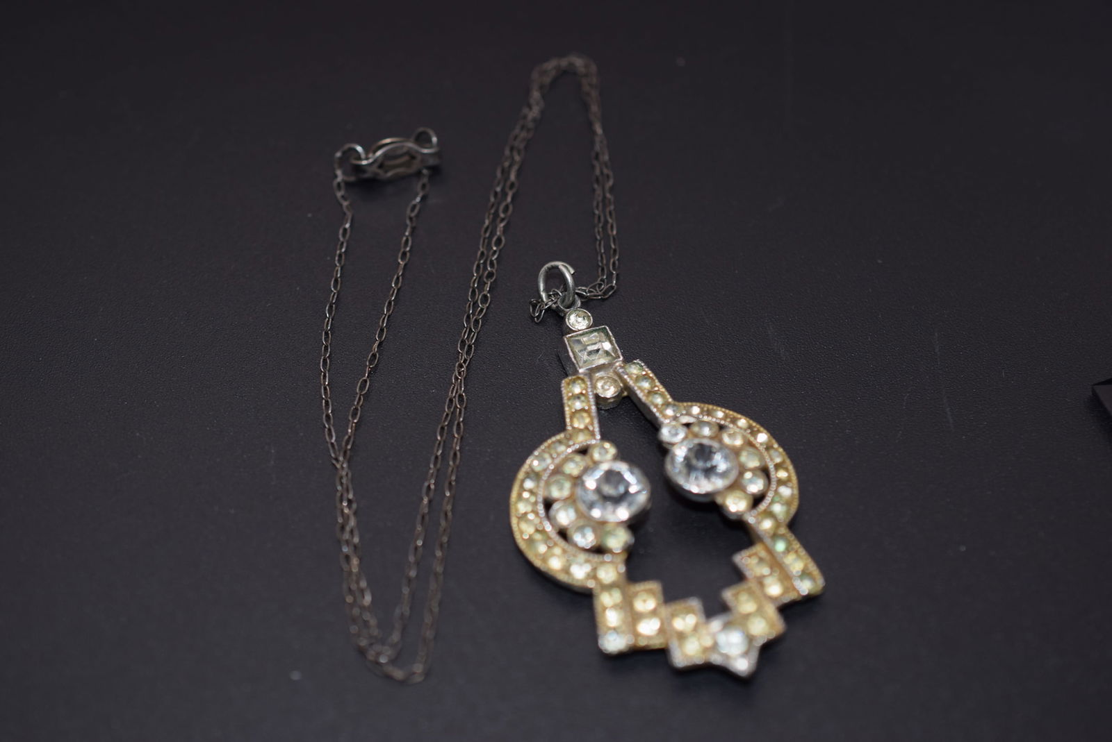 Edwardian Paste Necklace Sterling Finest Chain ever Vintage Lot 1215 (1 of 4)