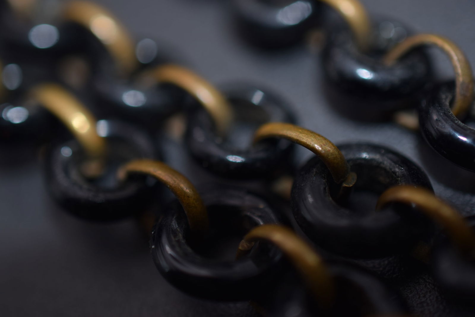 WOW Victorian Jet Glass Link Chain Exquisite Lot 1217: WOW Victorian Jet Glass Link Chain Exquisite measures 16 3/4" long x 3/8" no hook