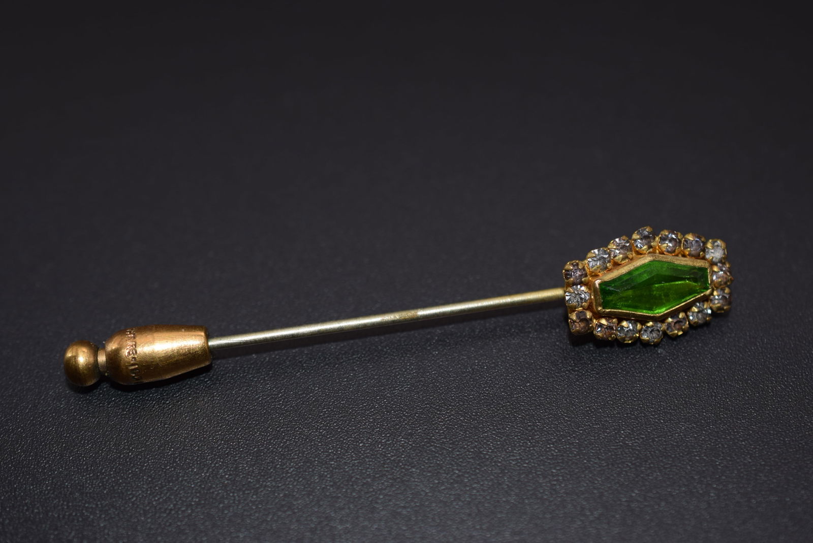 Rhinestone Hat Pin Edwardian Vintage Pat re issued 1908 Hatpin Lot 1234: Rhinestone Hat Pin Edwardian Vintage Pat re issued 1908 measures 2 3/4" x 1/2"