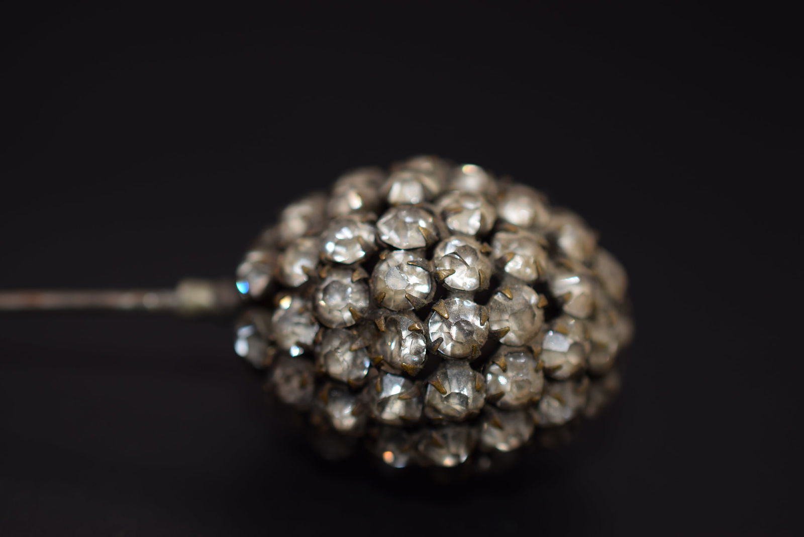 Crystal Ball Hat Pin Edwardian Vintage Hatpin Lot 1244: Crystal Ball Hat Pin Edwardian Vintage Hatpin measures 4 7/8" long top measures 1 1/4" high x 1"