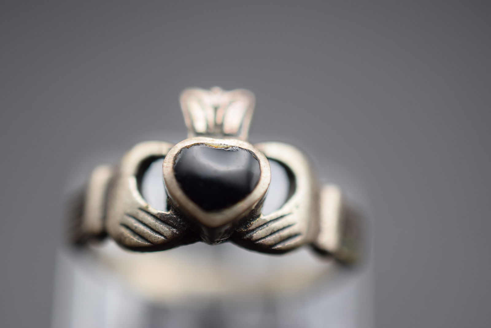 Claddah Ring Sterling Silver Onyx 925 Vintage Size 6.75 Lot EH 62 (1 of 2)
