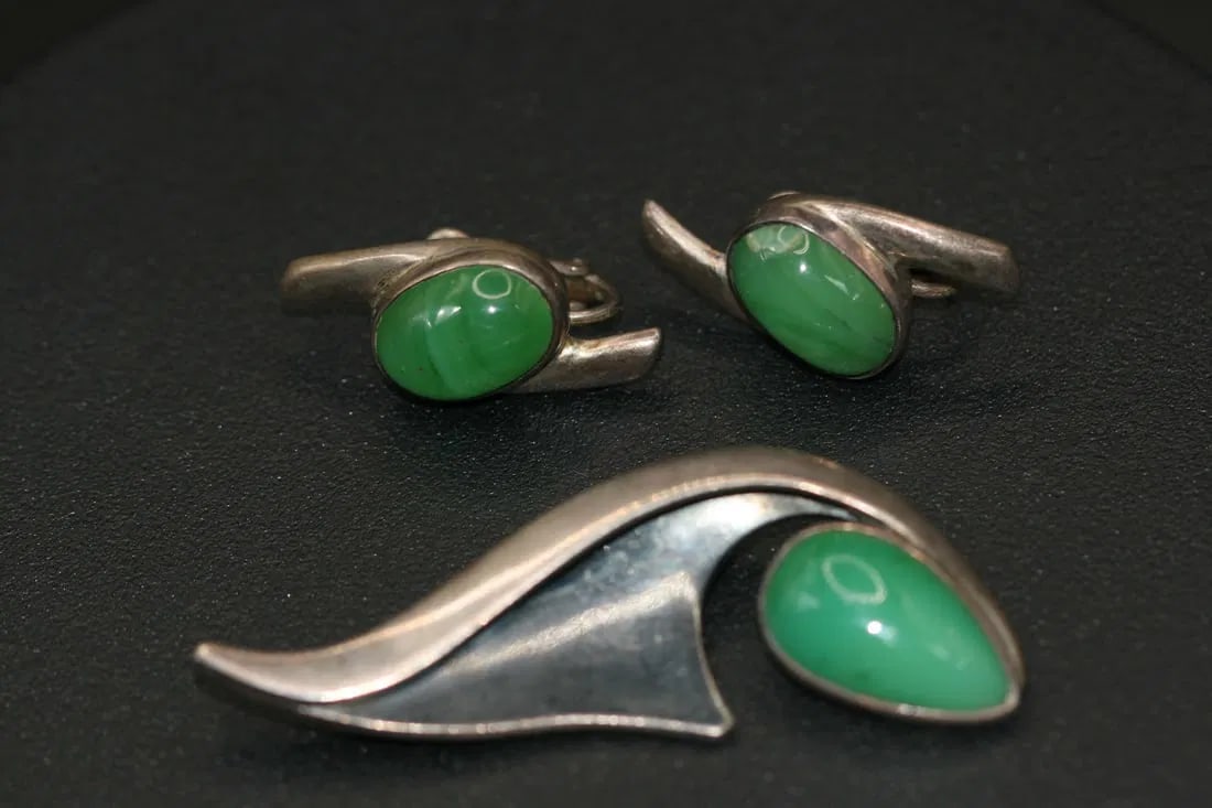 Sigi Pineda Taxco Mexico Brooch Earrings Set Vintage 925 Sterling Silver Signed .lot#112 (1 of 6)