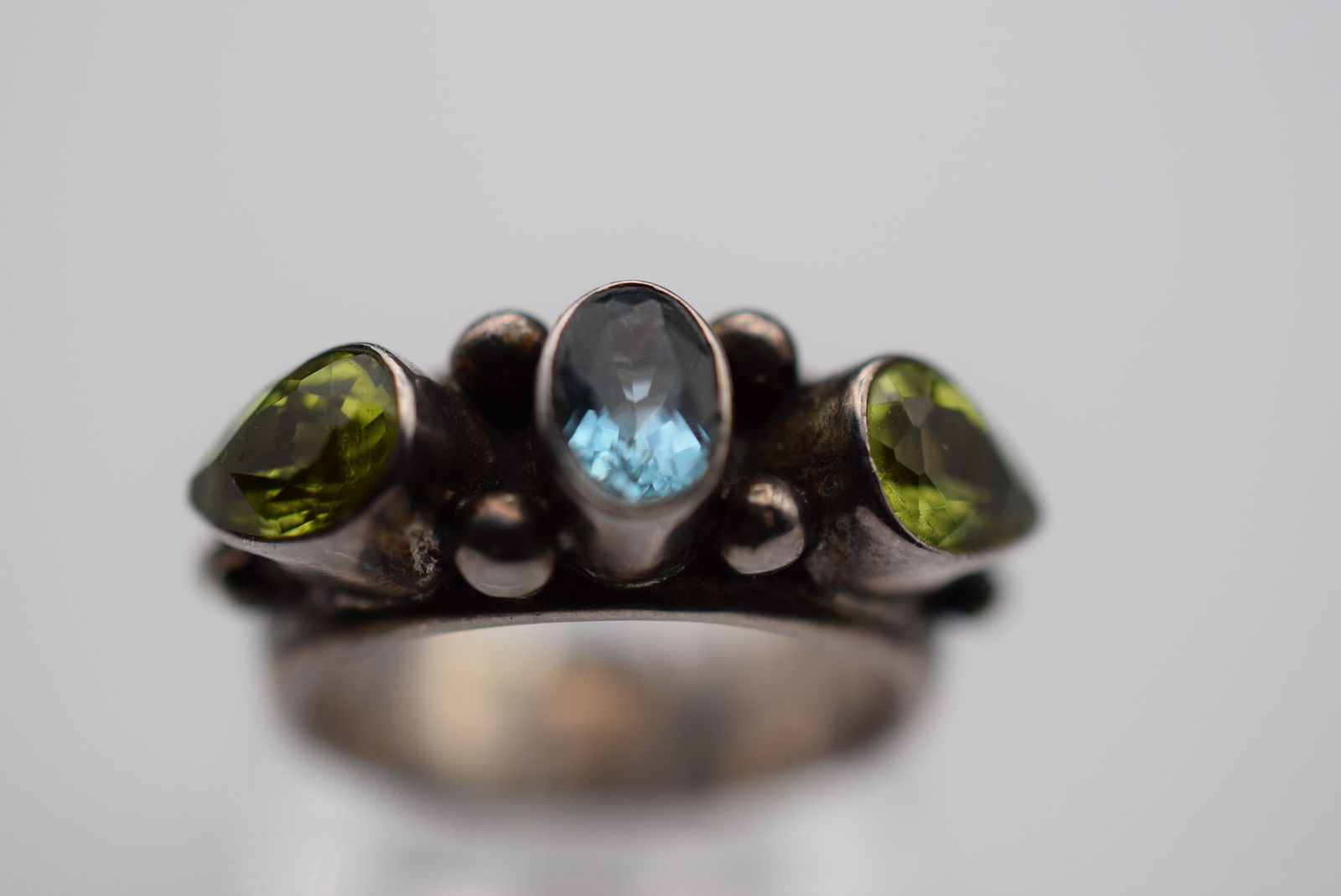 Peridot Aquamarine Sterling Silver 925 Ring Size 5.75 Lot EH 130 (1 of 2)