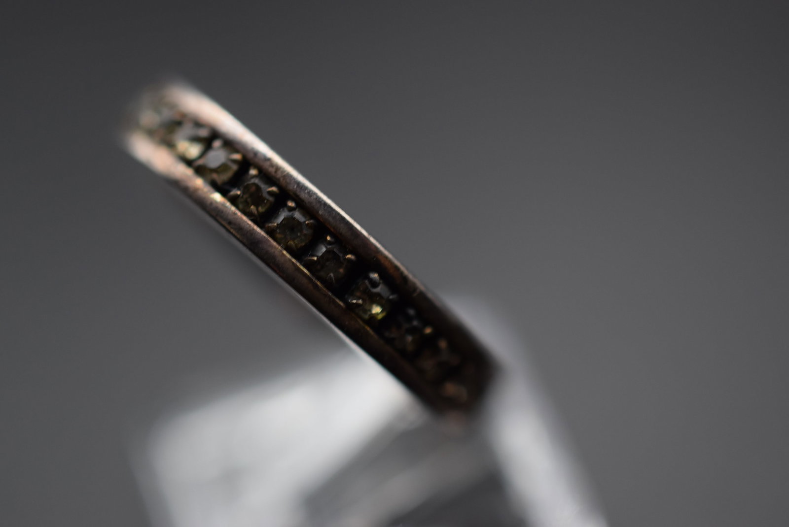 Eternity Sterling Silver 925 Ring Size 8.75 Lot EH 168: Eternity Sterling Silver 925 Ring Size 8.75 measures 1/4" wide signed 925 weighs 4.42 grams