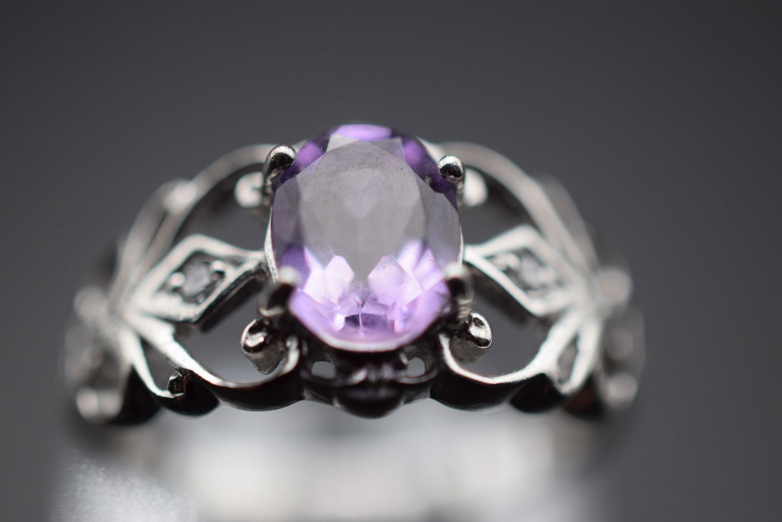 Amethyst CZ Sterling Silver 925 Loverly Ring Size 7 Lot EH 192 (1 of 2)