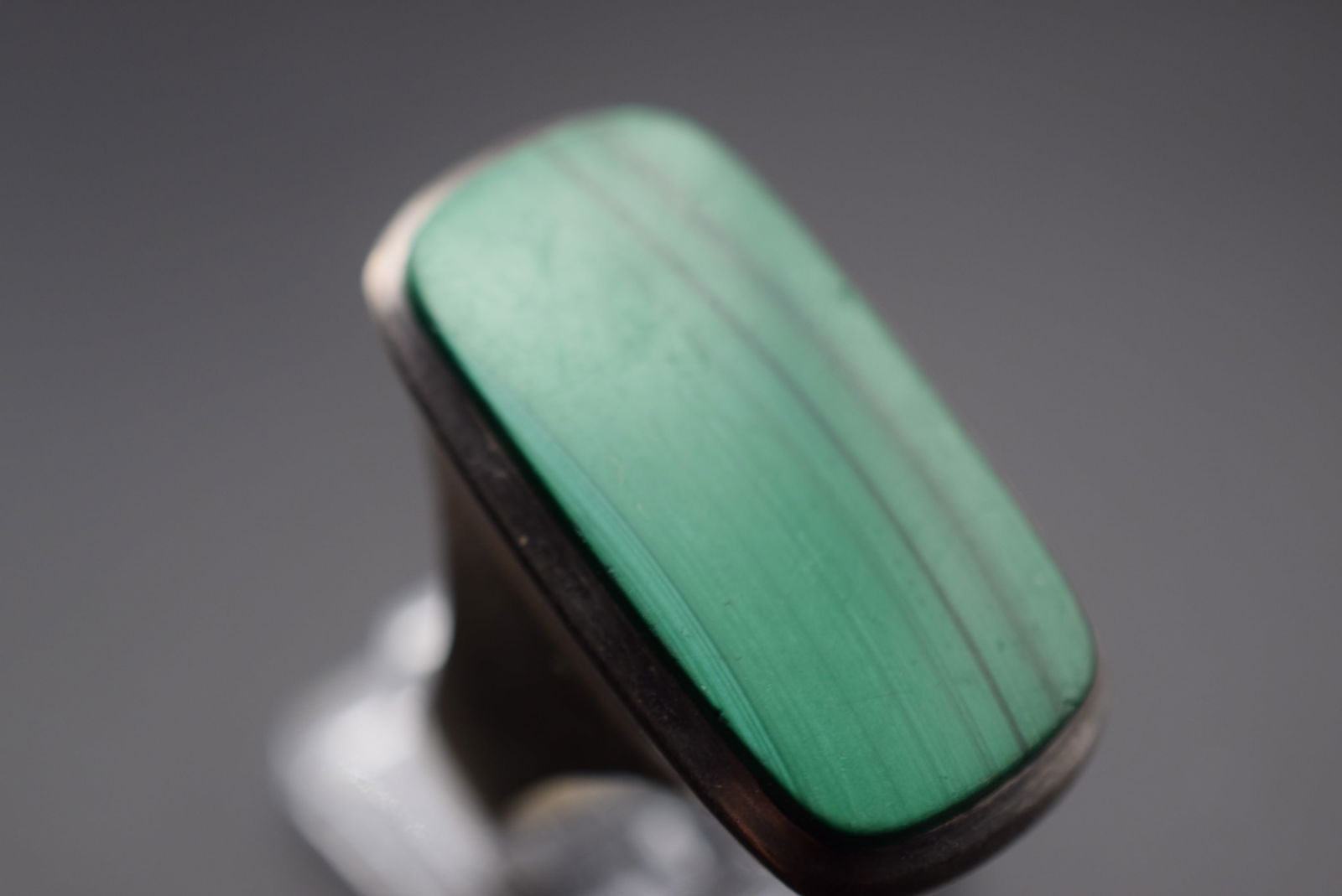 Malachite Sterling Silver 925 Modernist HUGE Massive Ring Size 7.25 Lot EH 209 (1 of 4)