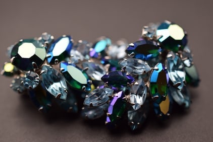 Sherman Clip Earrings Vintage 1950's Rhinestone Lot# BE 215: Sherman Clip Earrings Vintage 1950's Rhinestone
