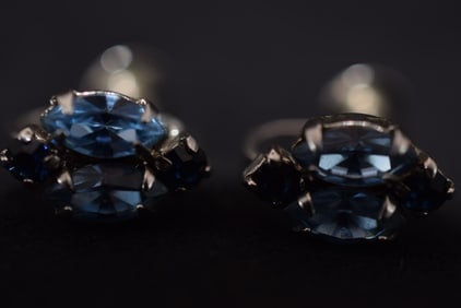 Sherman Screw Back Earrings Vintage 1950's Rhinestone Lot# BE 239: Sherman Screw Back Earrings Vintage 1950's Rhinestone