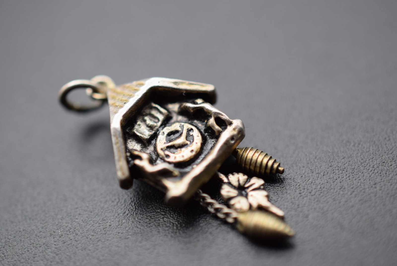 Cuckoo Clock Enamel Charm Pendant Moveable Sterling Silver 800 Lot EH 288: Cuckoo Clock Amazing Moveable with enamel and working parts Charm Pendant Moveable Sterling Silver signed 800 on the back measures 1" x 1/2" really a nice clock charm weighs 3.22 grams