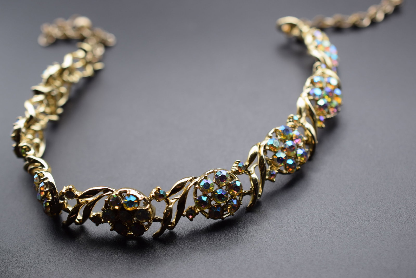 Rhinestone Vintage Necklace Lot EH 334: Rhinestone Vintage Necklace measures 15 1/2" long x 5/8"