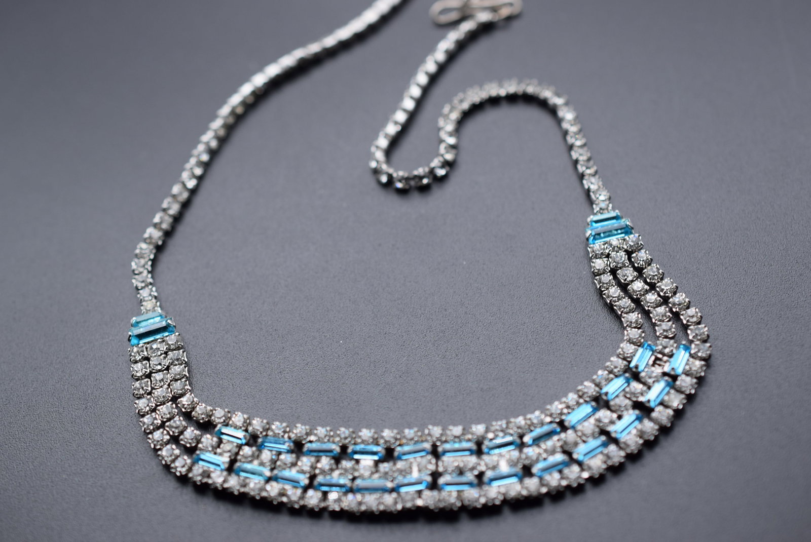 Jay Flex Sterling Rhinestone Necklace Vintage Signed Lot EH 339: Jay Flex Sterling Rhinestone Necklace Vintage Signed Jay Flex Sterling on the back front center