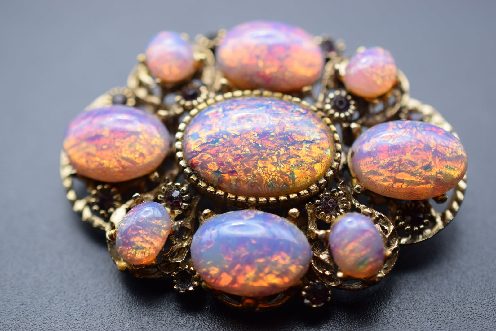 Faux Opal Marvelous Numbered Brooch Pin Vintage Lot EH 404: Faux Opal Marvelous Numbered Brooch Pin Vintage measures 2 1/8" x 1 1/8"