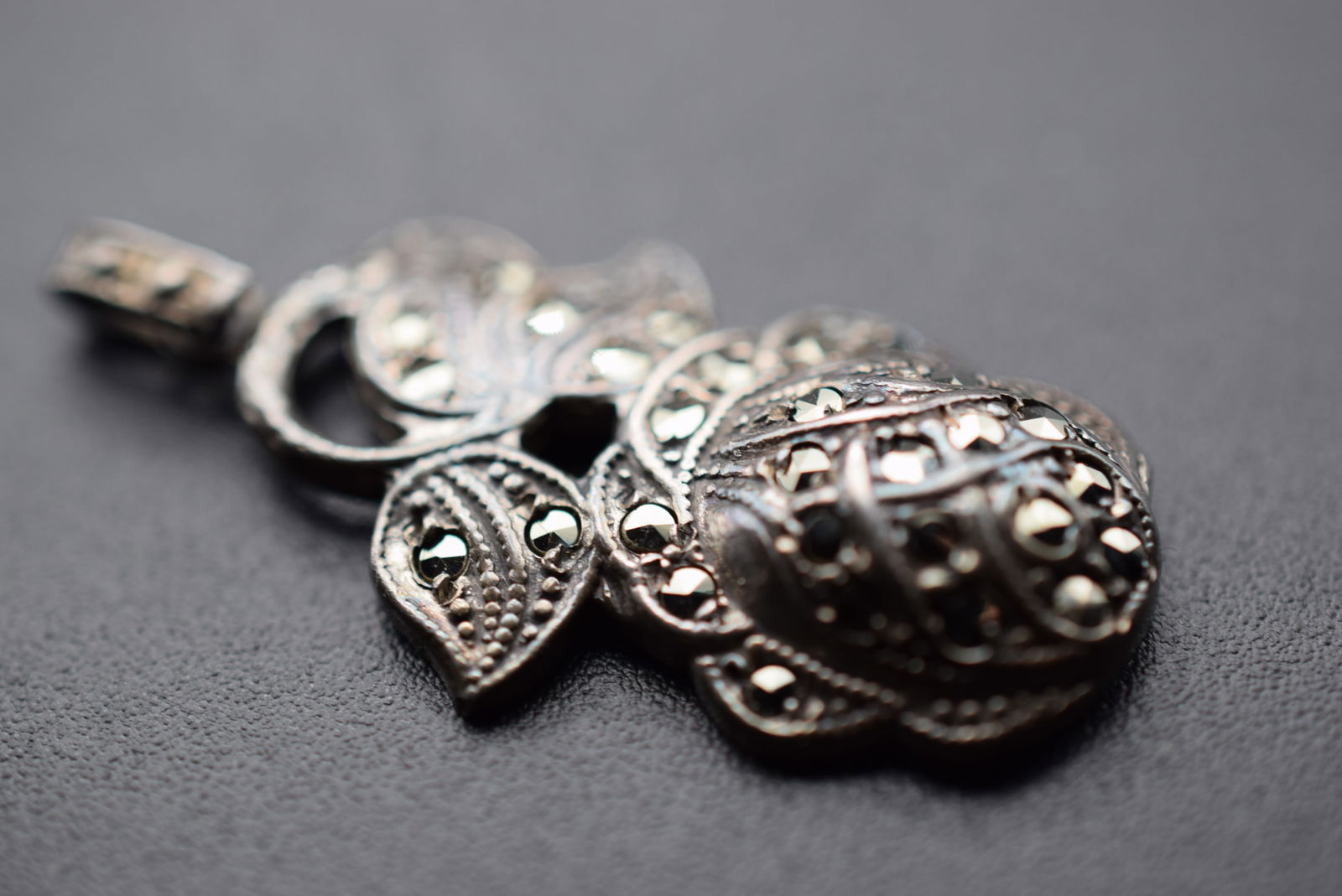 Sterling Vintage Rose Pendant Marcasite Silver 925 Lot EH 503 (1 of 3)