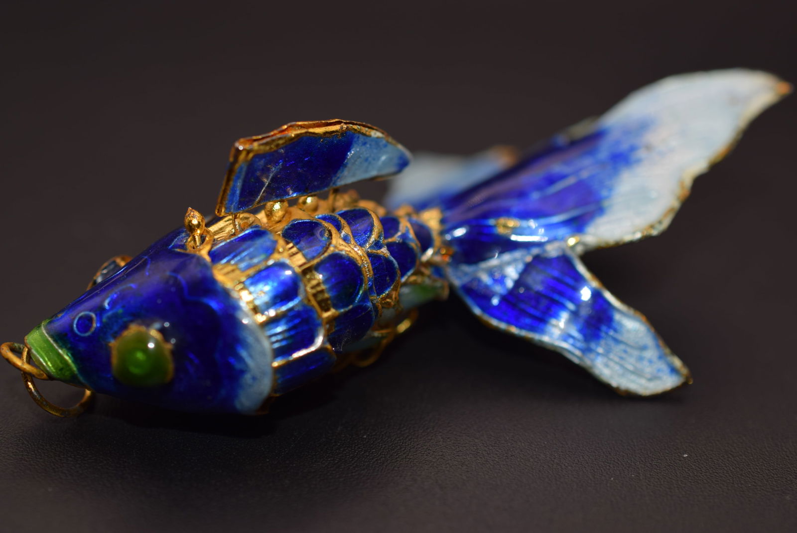 Enamel Puffer Fish Goldfish Pendant Vintage Moveable Articulated Lot EH 532 (1 of 3)