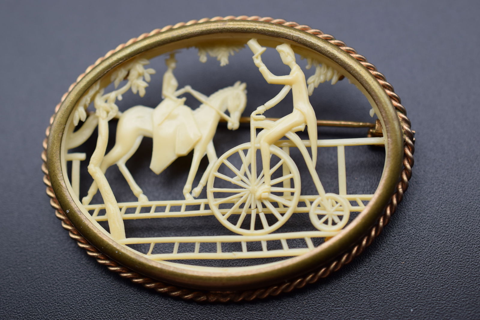 Fine Vintage Plastics Cutout Scene Horse Bicycle Lot EH 590 (1 of 2)