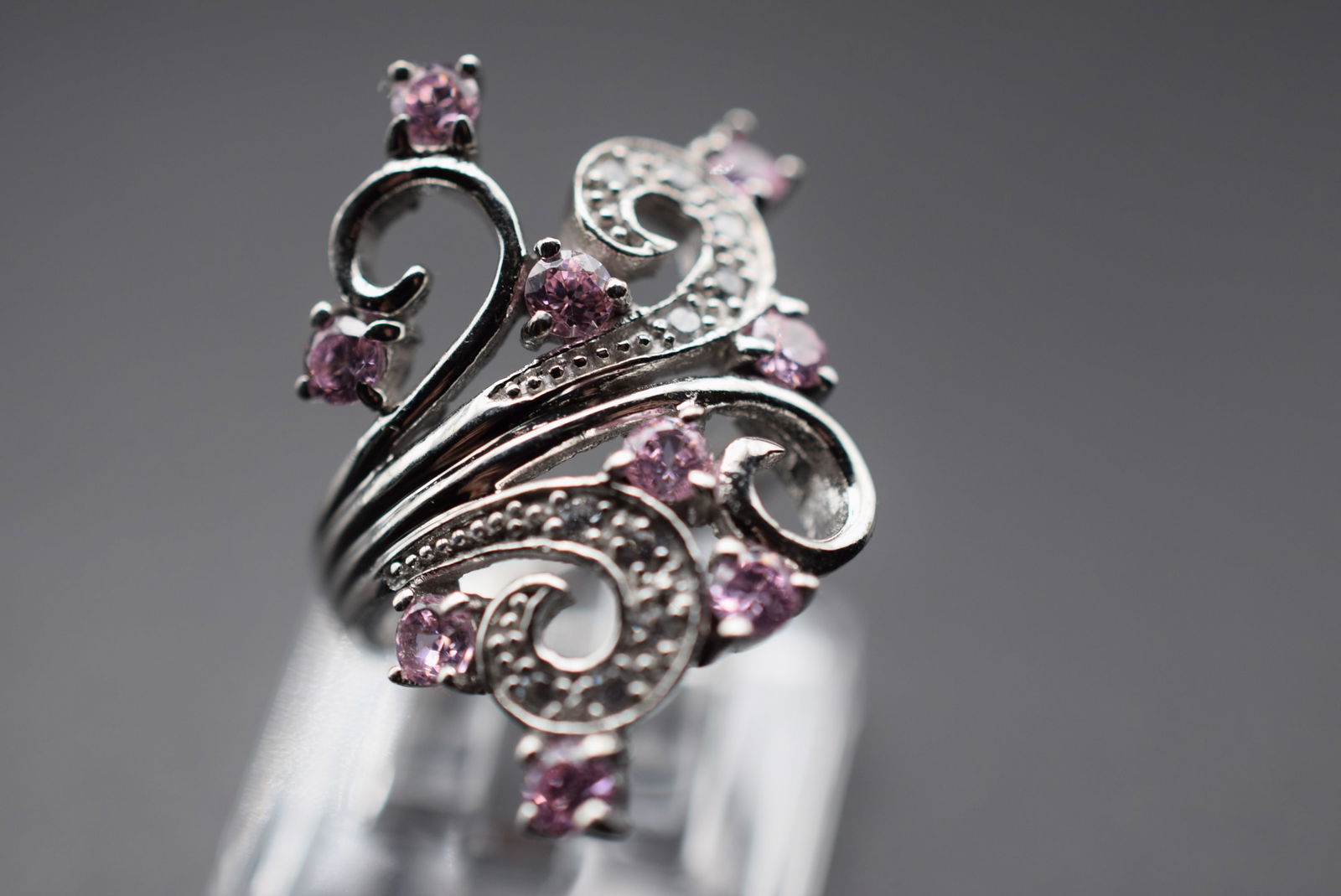 Pink Full Finger Huge Sterling Silver 925 Vintage Ring Size 6 Lot EH 620 (1 of 2)