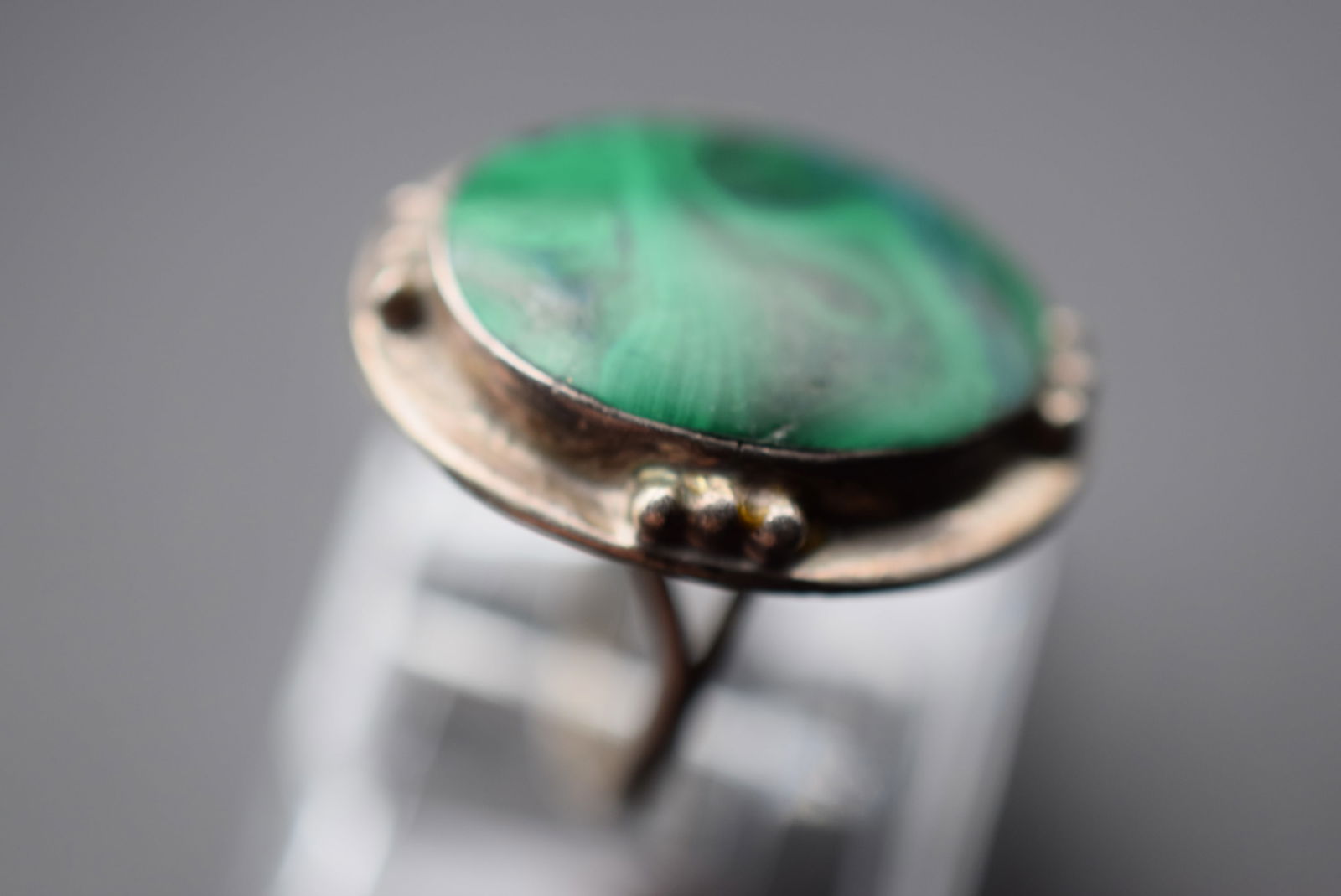 Mexico Malachite Vintage Sterling Silver 925 Vintage Ring Size 4 Lot EH 652 (1 of 2)