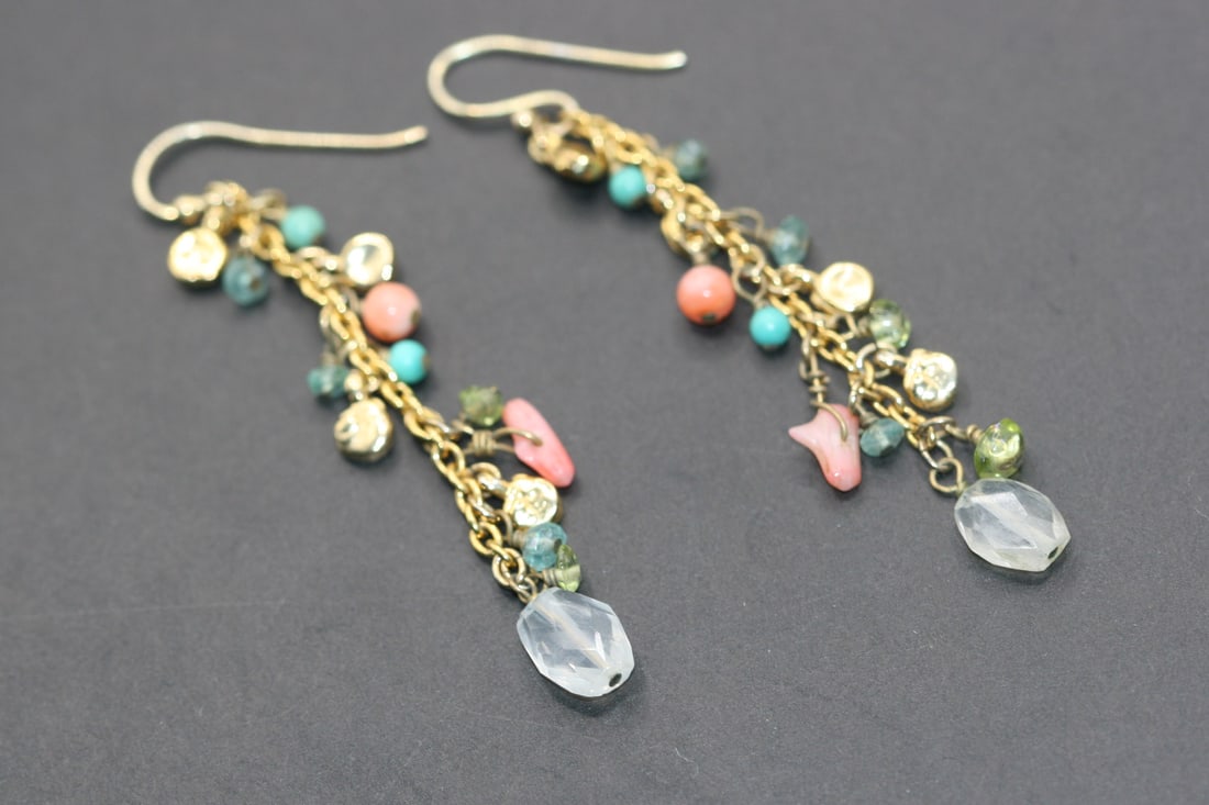 Turquoise and Coral Dangle Pierced Earrings Genuine Lot 674: Turquoise and Coral Dangle Pierced Earrings Genuine Coral Earrings Measure 2 3/4" long by 1/2" wide and are superb !