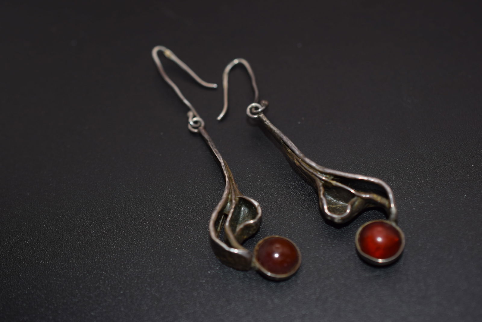 Genuine Amber Sterling Pierced Earrings Lot EH 786: Genuine Amber Sterling Pierced Earrings measures 1 7/8" long plus the bale x 5/8" wide signed 925 and other markings on the bale weighs 7.54 grams