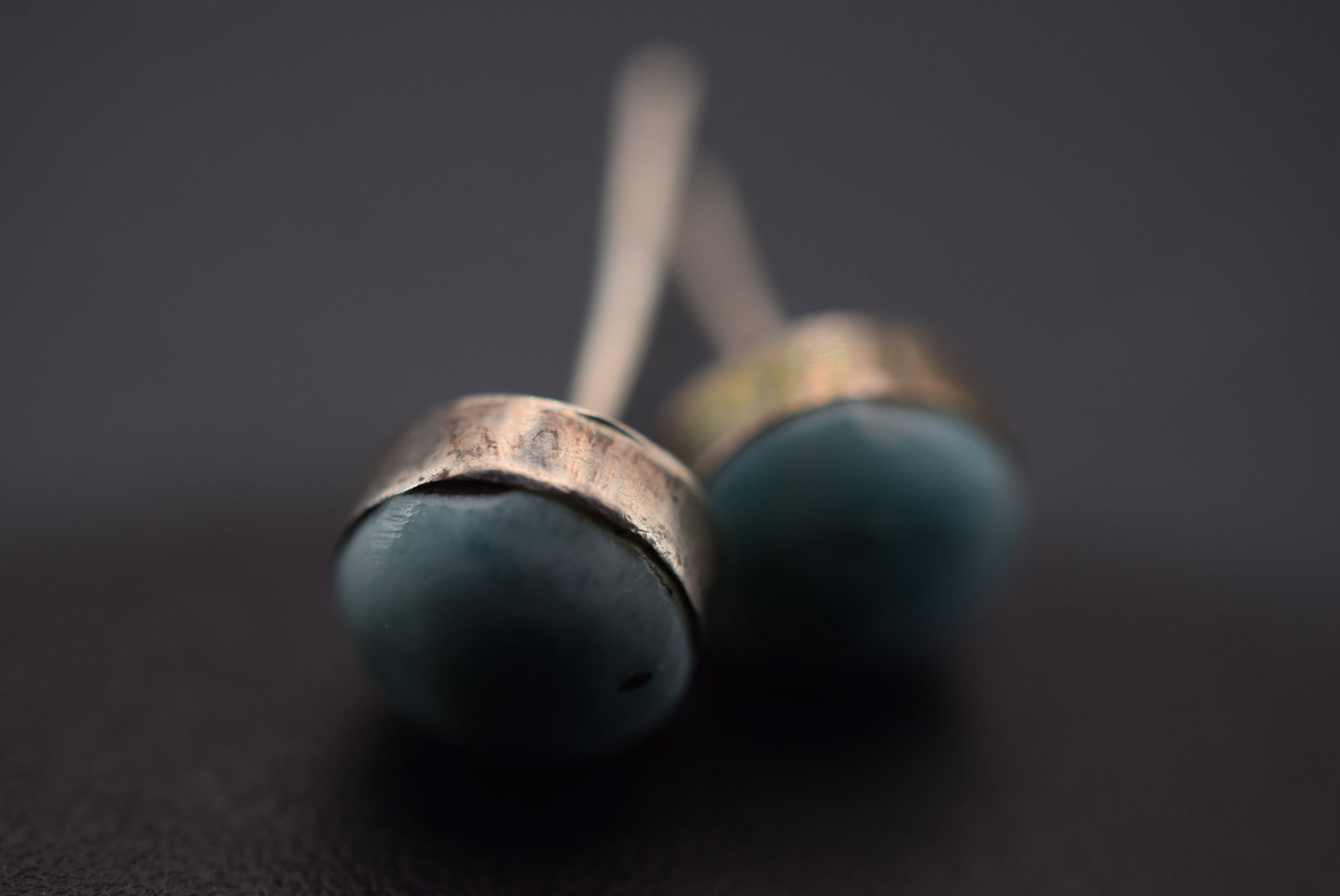 Larimar Pierced Earrings Lot EH 814: Larimar Pierced Earrings measures 3/8" no butterfly backs