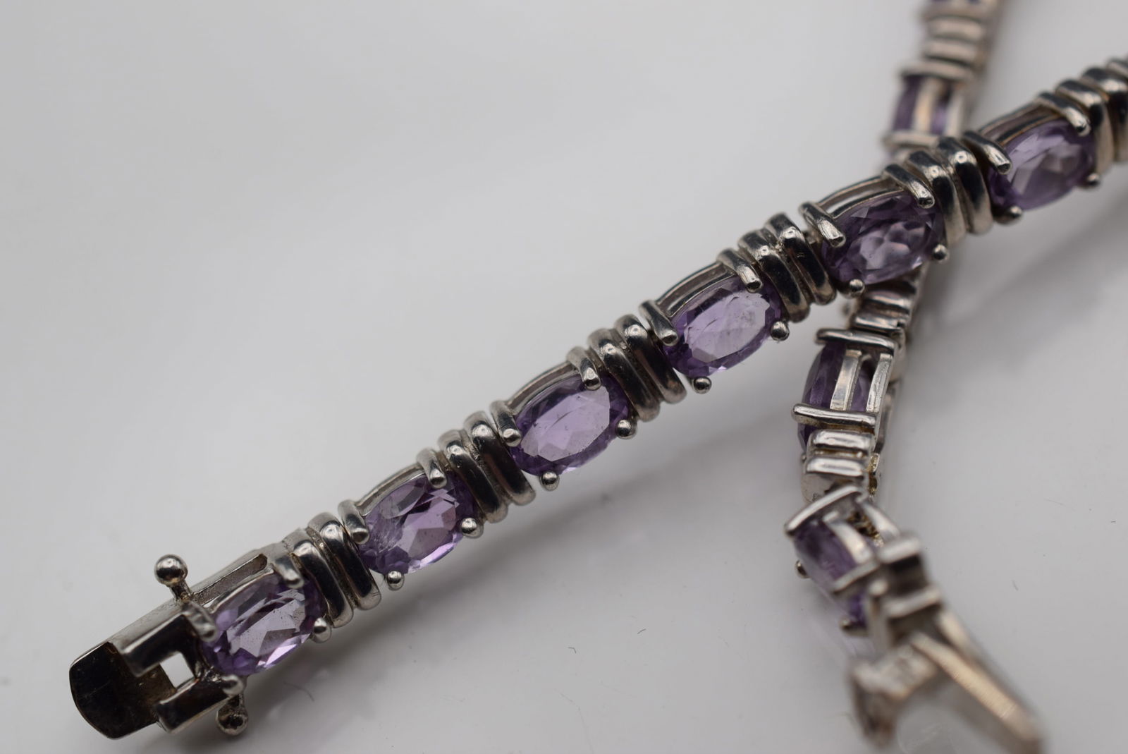 Amethyst CZ Sterling Silver 925 Tennis Bracelet Lot EH 884 (1 of 3)