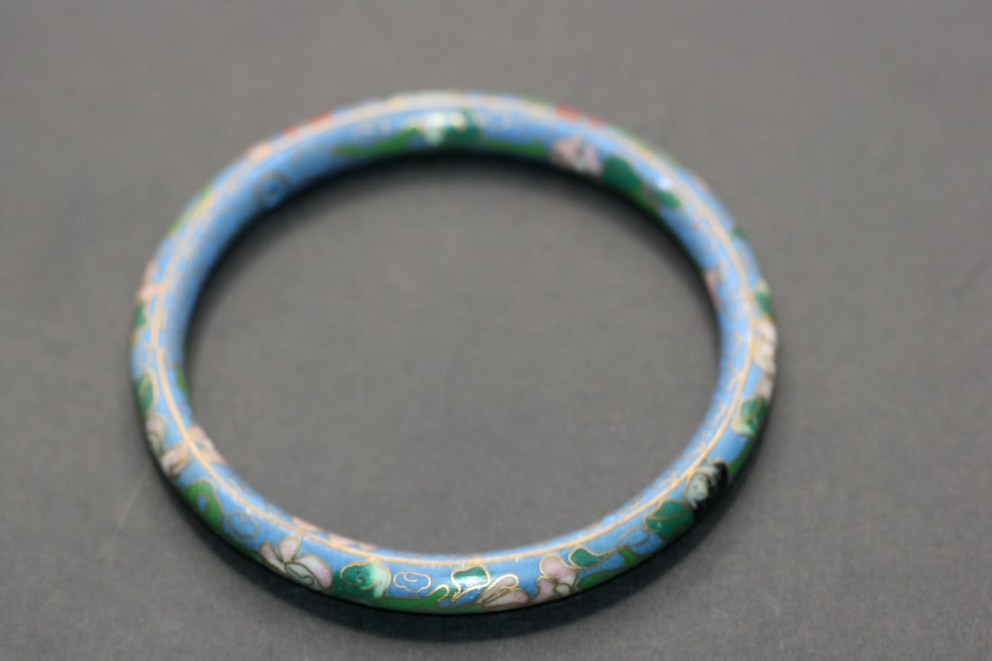 Cloissonne Teal Blue Bangle Bracelet Vintage Lot 891 (1 of 3)