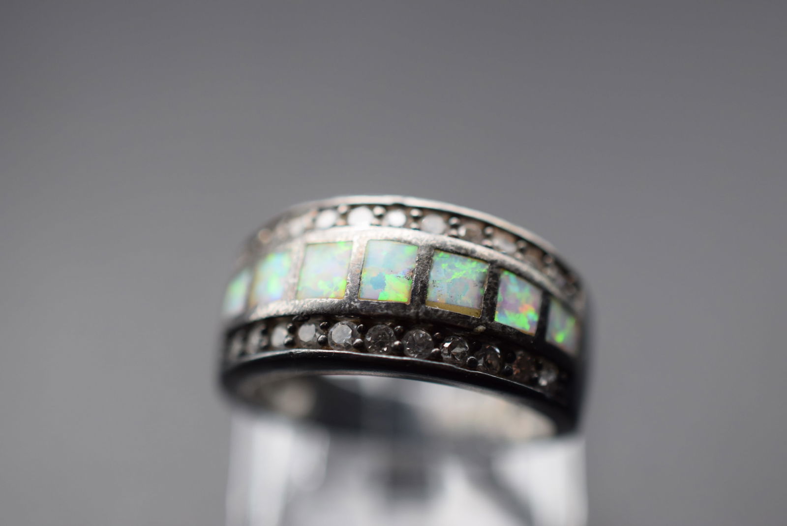 CZ Opal Sterling Silver 925 Vintage Ring Size 7.75 Lot EH 919 (1 of 4)