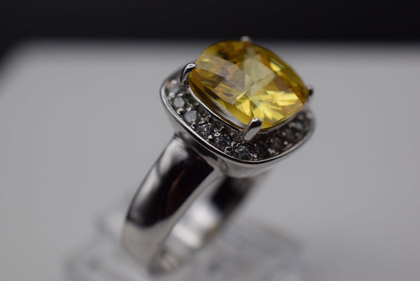 Huge Citrine CZ Cocktail Sterling Silver 925 Vintage Ring Size 8 Lot EH 940 (1 of 3)