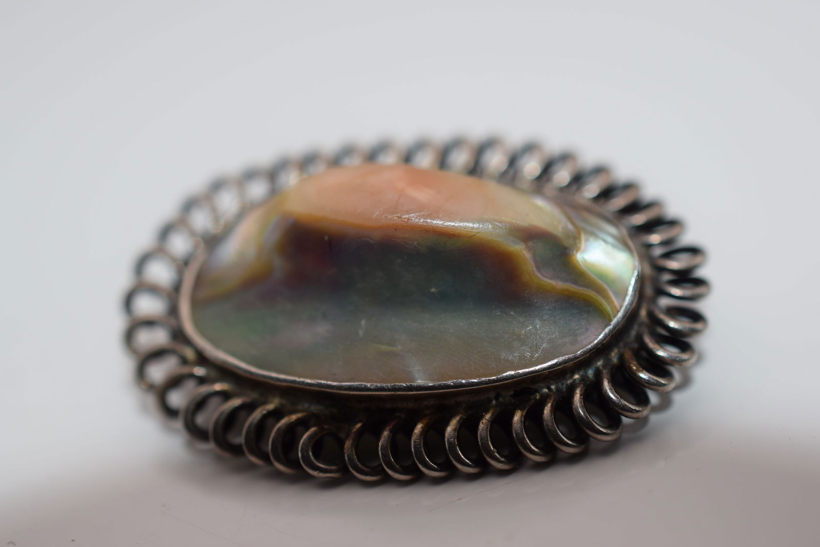 Edwardian Abalone Sterling Silver 925 Brooch Pin Lot EH 952 (1 of 4)