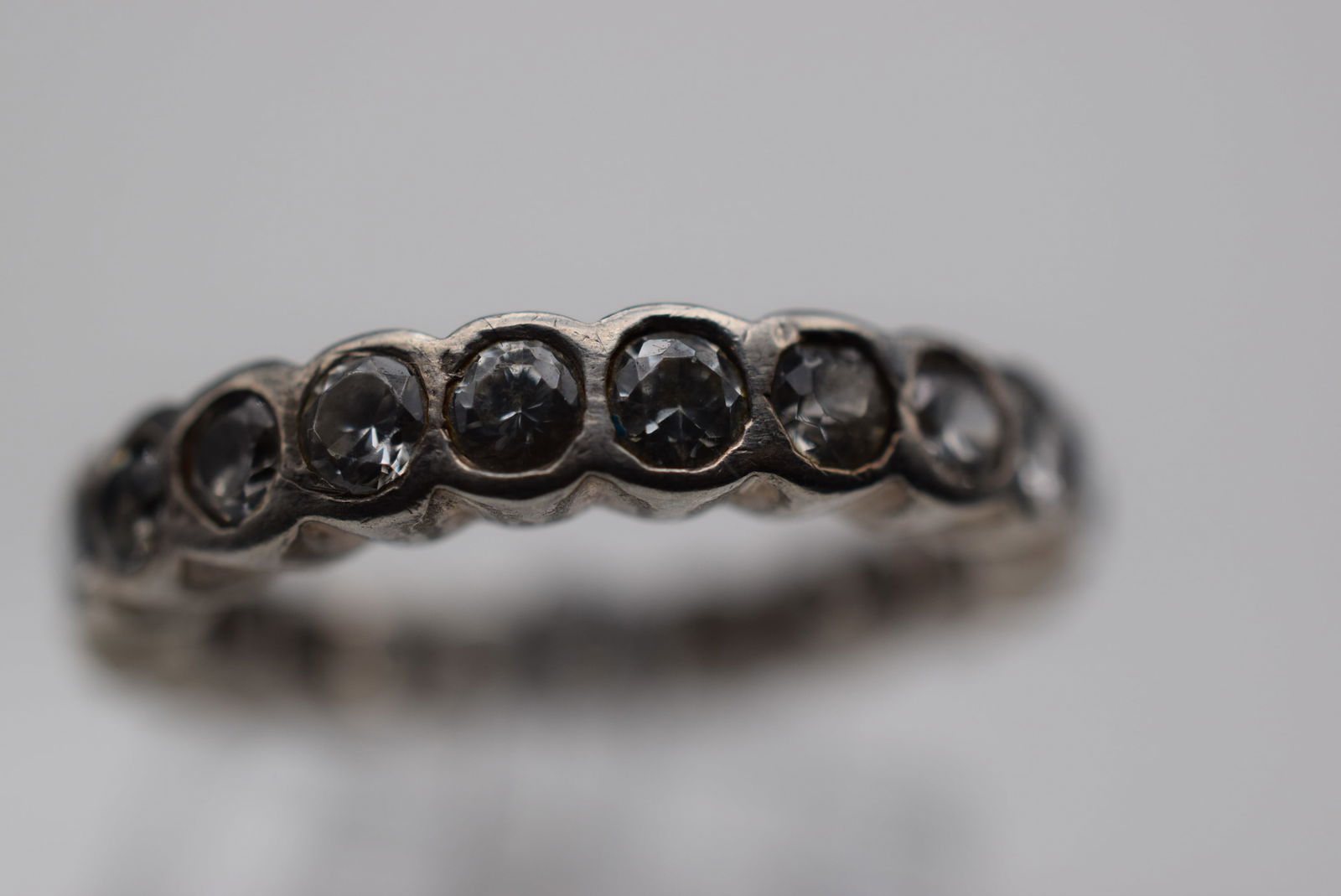 Eternity CZ Sterling Silver 925 Vintage Ring Size 7.25 Lot EH 965 (1 of 3)