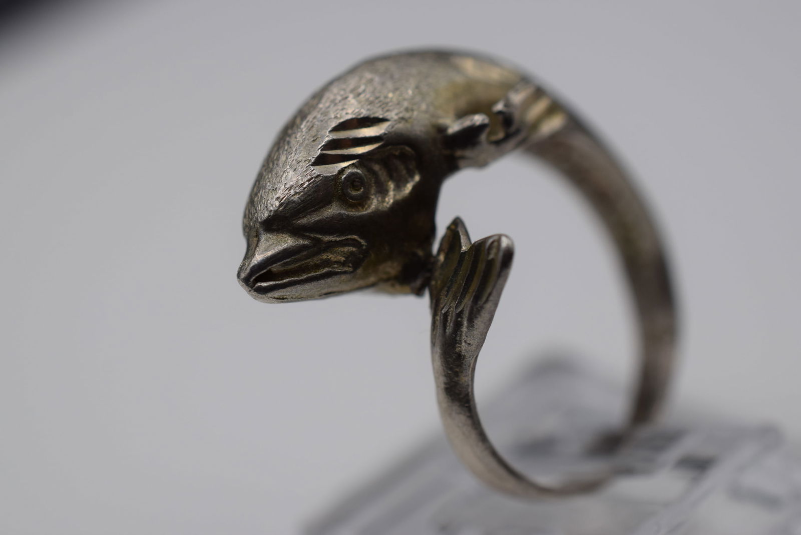 Dolphin HUGE Largest Seen Sterling Silver 925 Vintage Ring Size 6 but adjusts Lot EH 1019 (1 of 2)