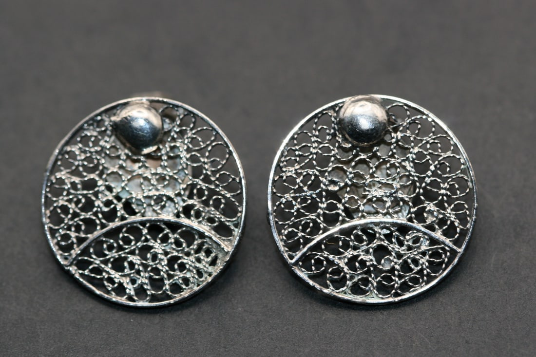 Filigree Sterling Silver 835 Clip Vintage Earrings Lot 1024 (1 of 2)