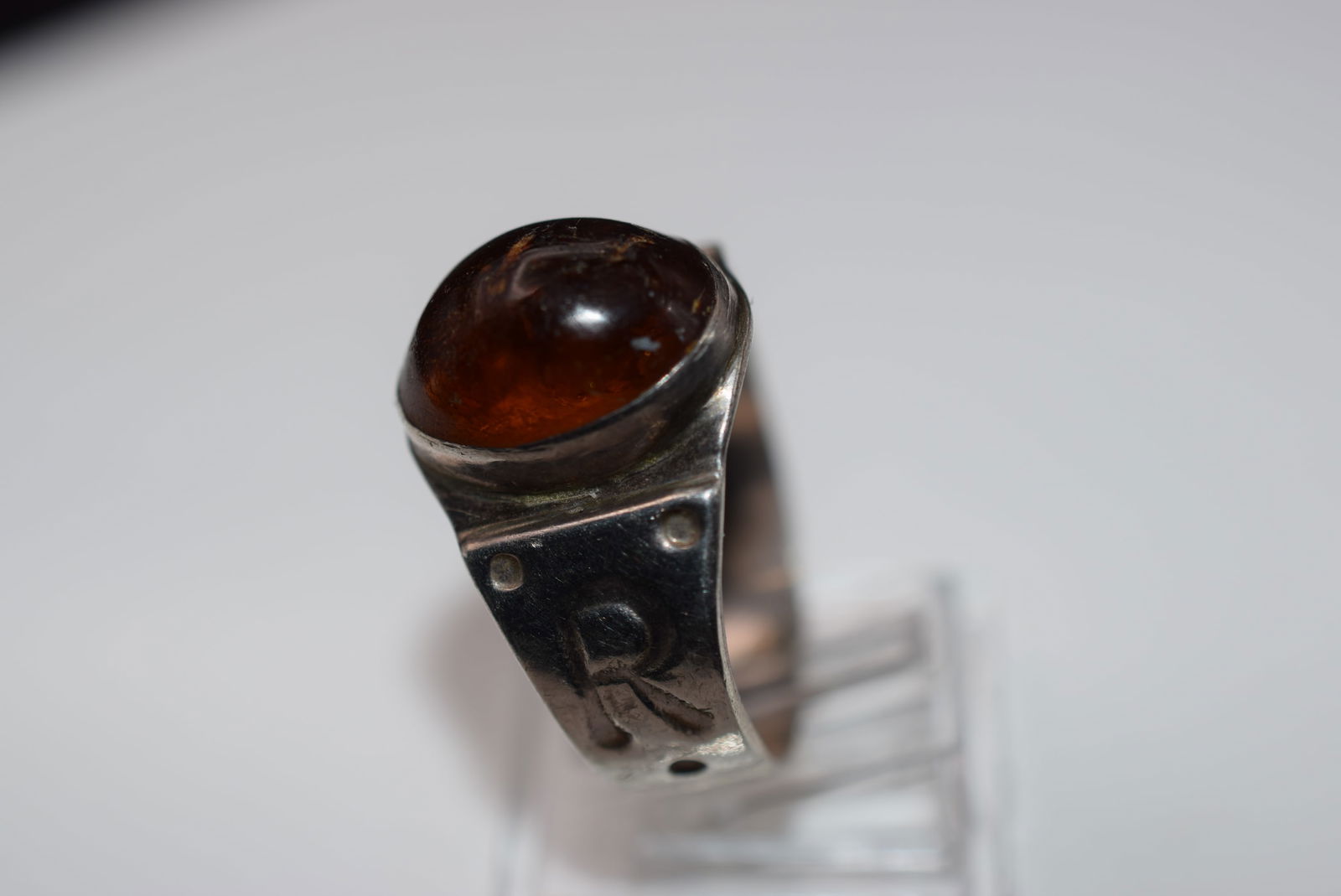 Genuine Amber Hammered Sterling Silver 925 Vintage Ring Size 10.5 Lot EH 1045 (1 of 3)