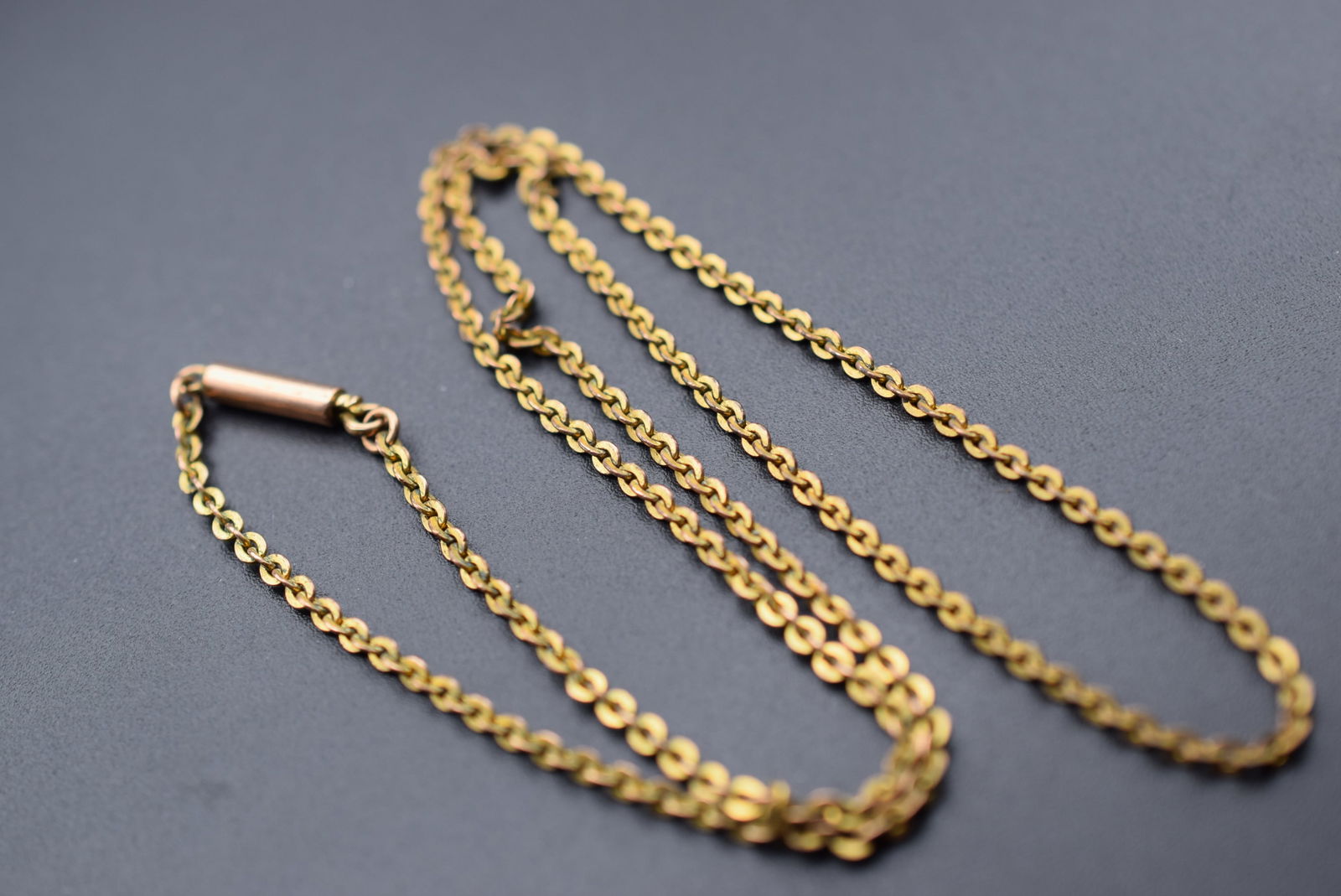 Edwardian Chain Gold Filled Flat Round Links Old Old Chain old Barrel Clasp Lot EH 1081 (1 of 5)