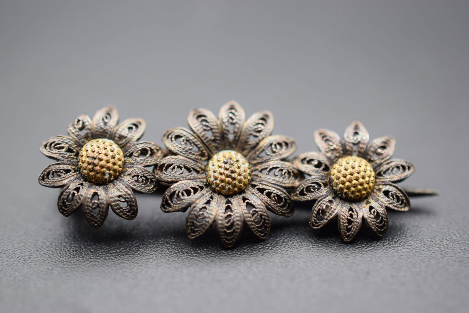 Edwardian Early Filigree Flower Brooch Pin Sterling Silver 925 Vintage Lot EH 1094 (1 of 2)