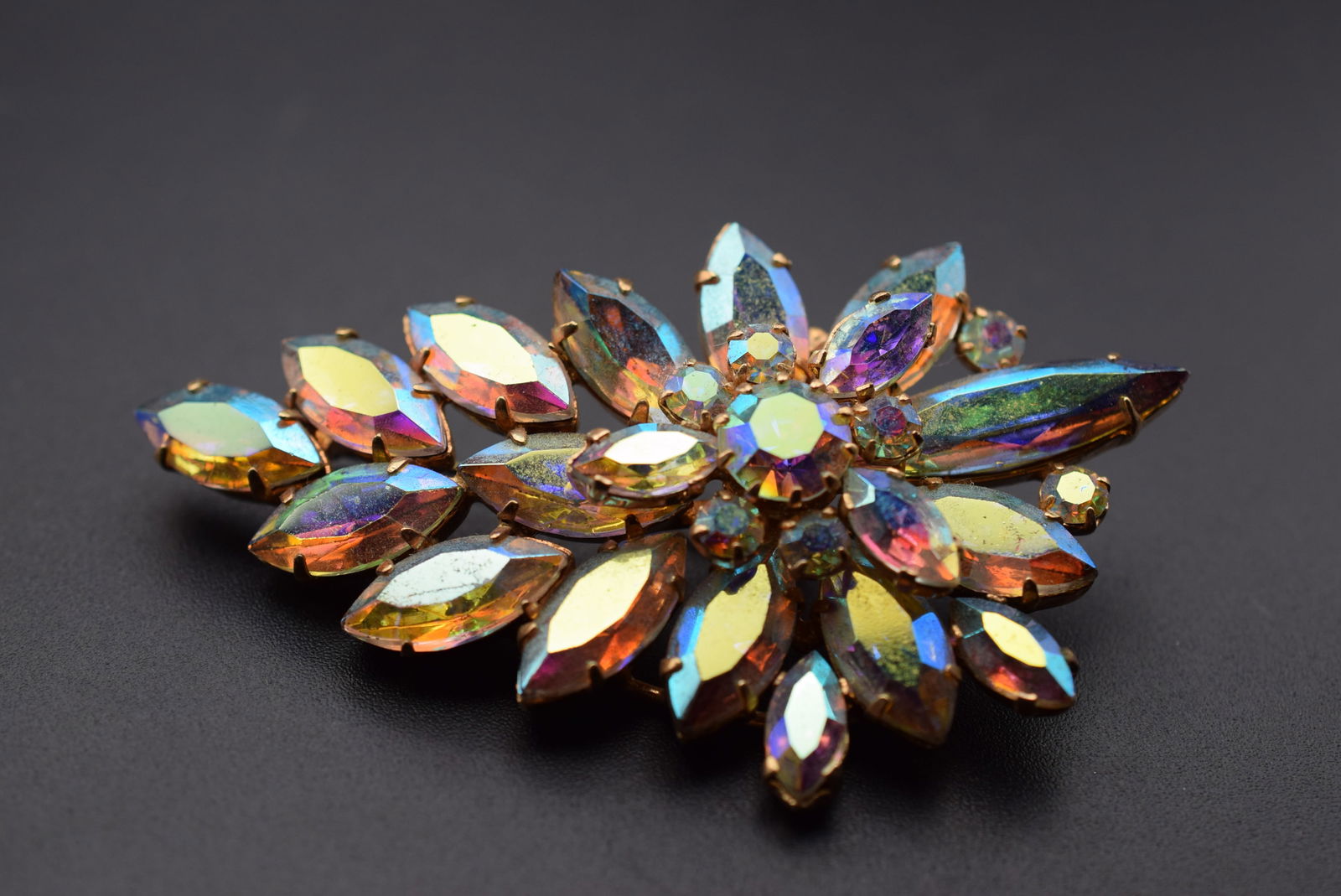 Rhinestone Huge Vintage Brooch Pin 1940's Lot EH 1128 (1 of 2)