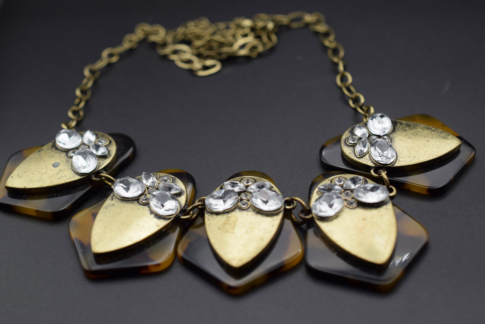 Rhinestone Necklace Vintage Lot EH 1163: Rhinestone Necklace Vintage measures 22" x 1 1/2"