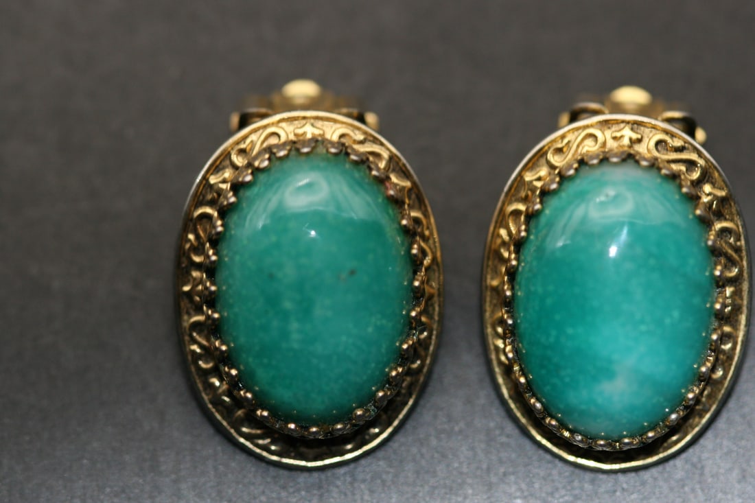 Jadeite Jade Clip Vintage Earrings Lot 1171 (1 of 3)