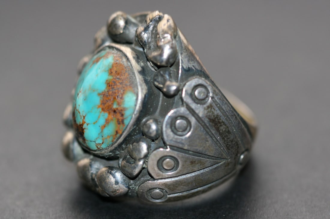 Sterling Silver 925 Vintage Ring Size 10 Turquoise Navajo Lot 1204 (1 of 3)