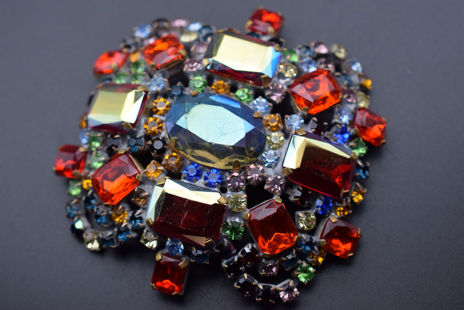 Massive Bijoux MG Rhinestone Brooch Pin Vintage 3 1/2" Lot EH 1229 (1 of 5)