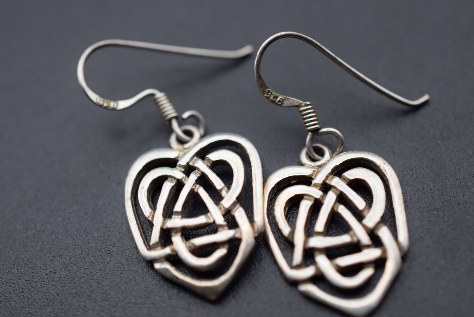 Celtic Knot Pierced Earrings Sterling Silver 925 Lot Fi 6: Celtic Knot Pierced Earrings Sterling Silver 925 measures 7/8" x 5/8" plus bale signed 925 on the backs