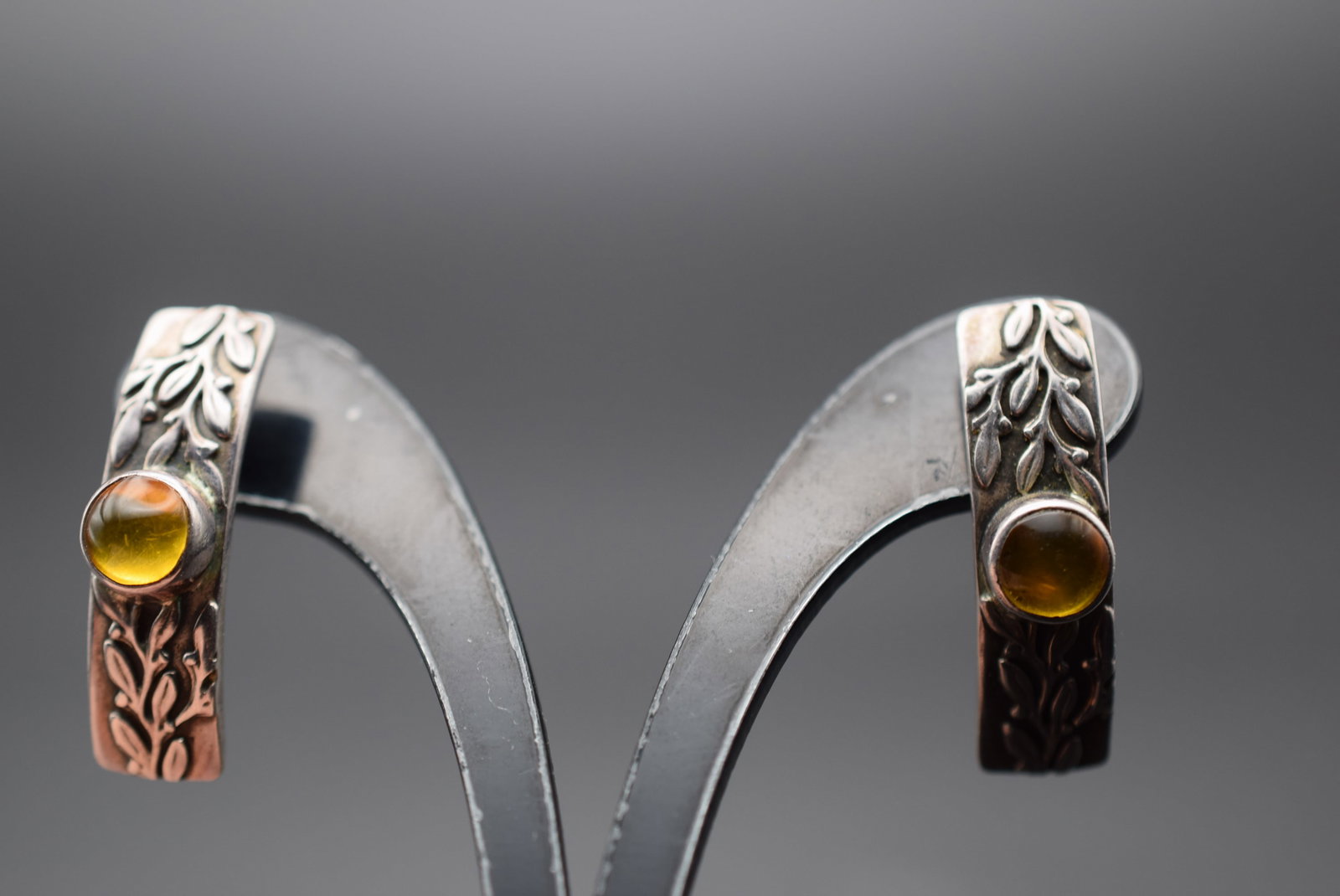 Amber Sterling Silver 950 AZ signed Pierced Earrings Lot Fi 7 (1 of 3)