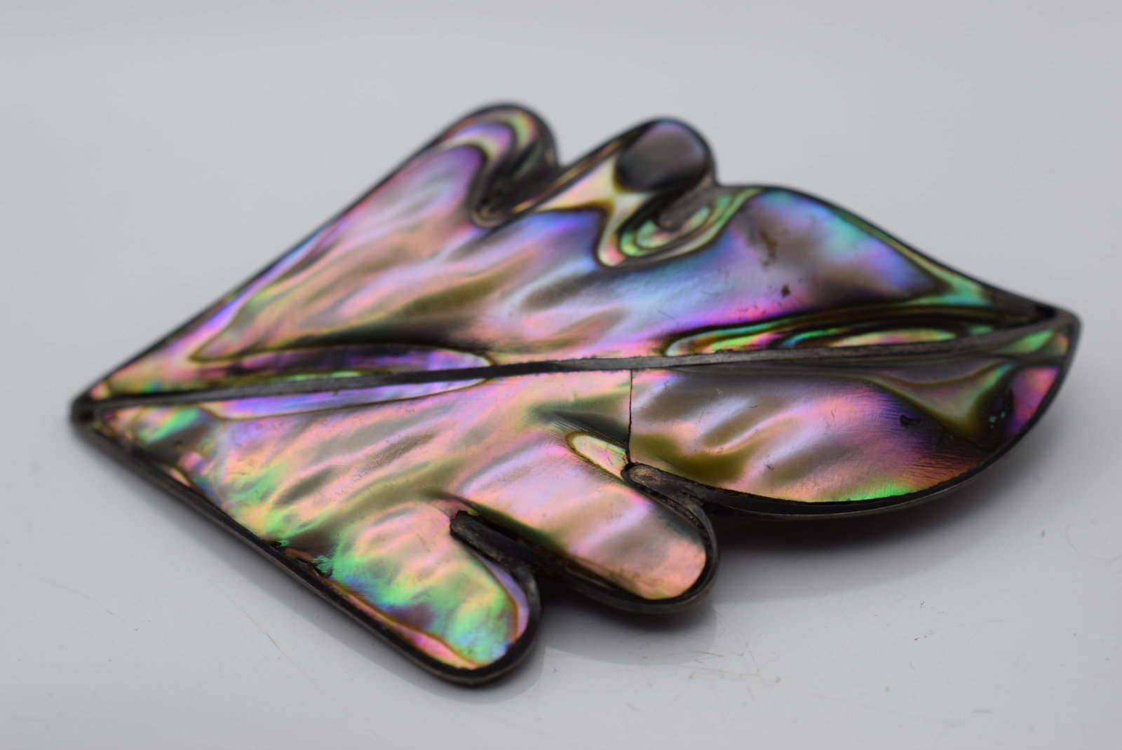 Abalone Mexico Leaf Brooch Pin Vintage Sterling Silver 925 Lot Fi 66 (1 of 2)