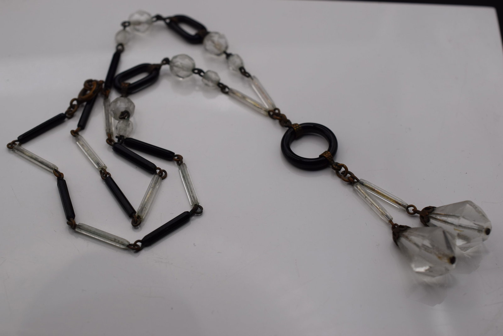 Victorian Glass Tubes Necklace Vintage OLD Lot Fi 80 (1 of 3)